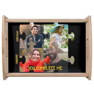 Custom puzzle piece photo You complete me couple Serving Tray