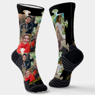 Custom puzzle piece photo You complete me couple Socks