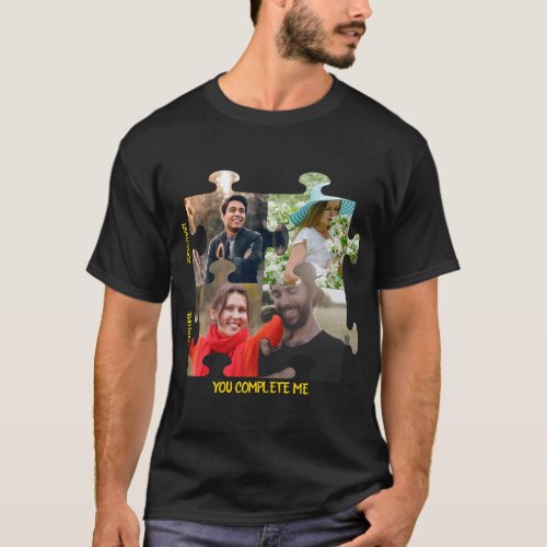 Custom puzzle piece photo You complete me couple T_Shirt