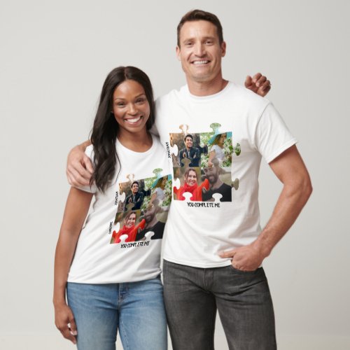 Custom puzzle piece photo You complete me couple T_Shirt