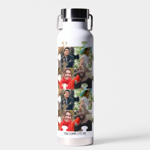 Custom puzzle piece photo You complete me couple Water Bottle