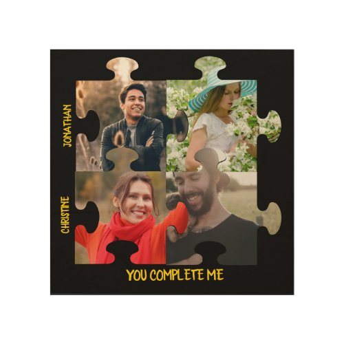 Custom puzzle piece photo You complete me couple Wood Wall Art