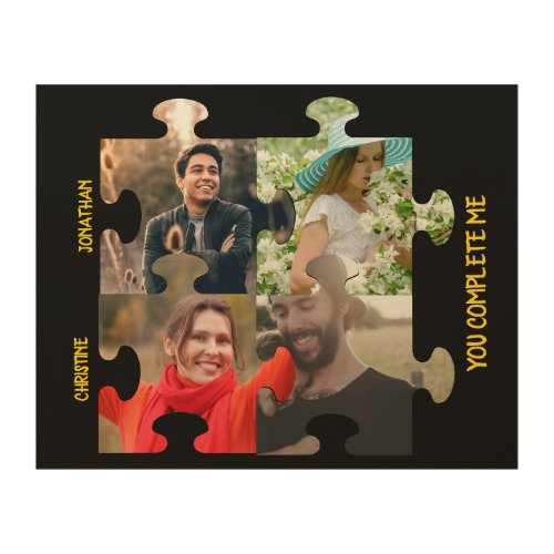 Custom puzzle piece photo You complete me couple Wood Wall Art