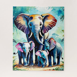 Custom Puzzles, Cute Elephant Family Jigsaw Puzzle