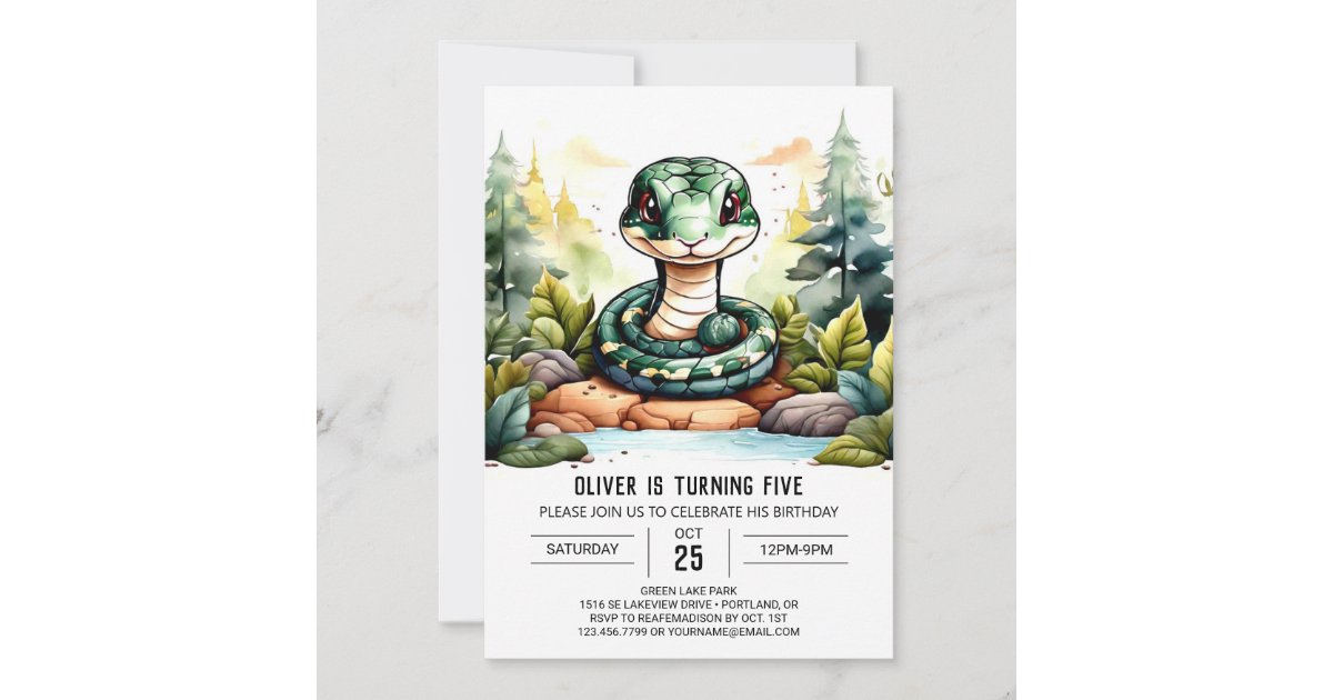 Custom Python Children Birthday Invitation | Zazzle