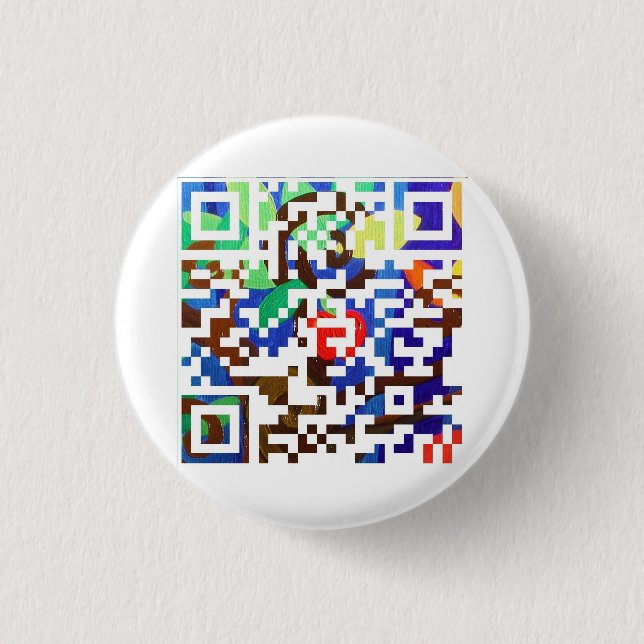custom Q R code Pinback Button (Front)