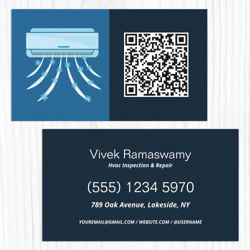 Custom QR Air Conditioning HVAC Business Card