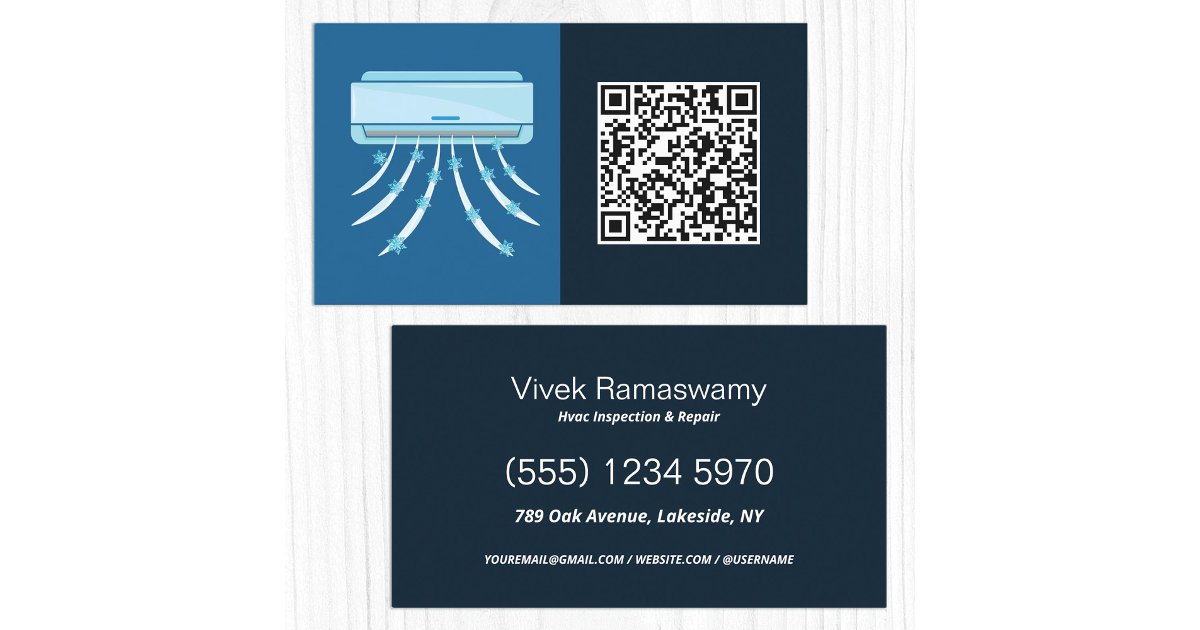 Custom QR Air Conditioning HVAC Business Card | Zazzle