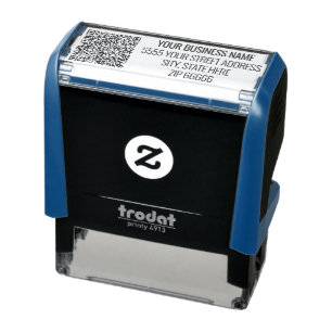 Custom QR Code Address Name Stamp Modern Business