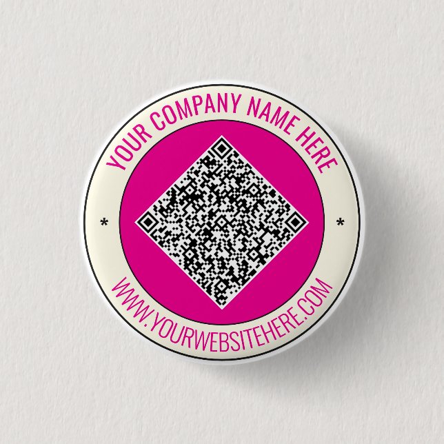 Custom QR Code and Text Branded Button Example (Front)