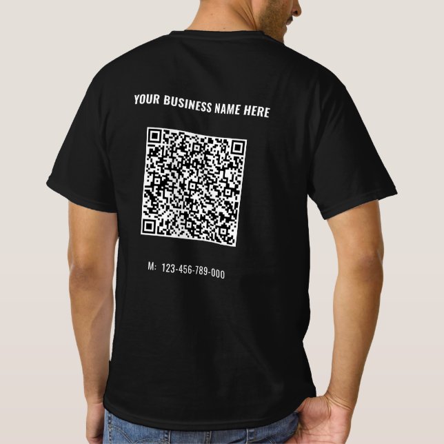 Custom QR Code and Text Business T-Shirt Template (Back)
