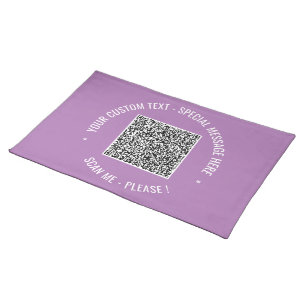 Custom QR Code and Text Cloth Placemat Your Colors