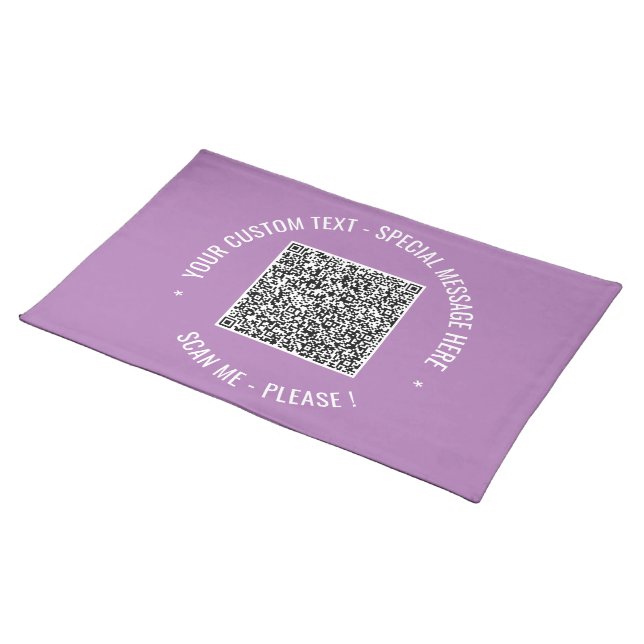 Custom QR Code and Text Cloth Placemat Your Colors (On Table)