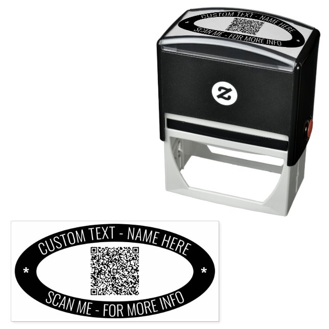 Custom QR Code and Text Color Oval Stamp Template (In Situ)