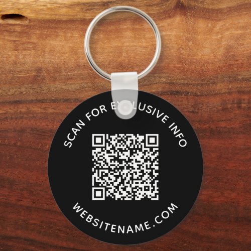 Custom QR Code and Text Corporate Swag Black Keychain