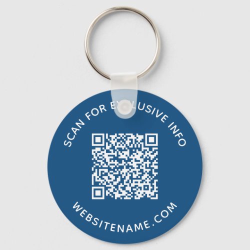 Custom QR Code and Text Corporate Swag Blue Keychain