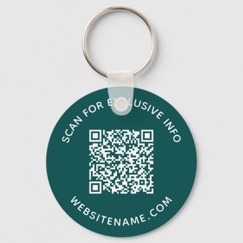 Custom QR Code and Text Corporate Swag Teal Keychain
