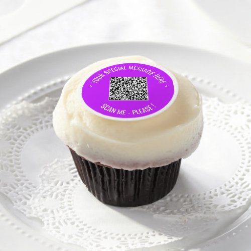 Custom QR Code and Text Edible Frosting Rounds