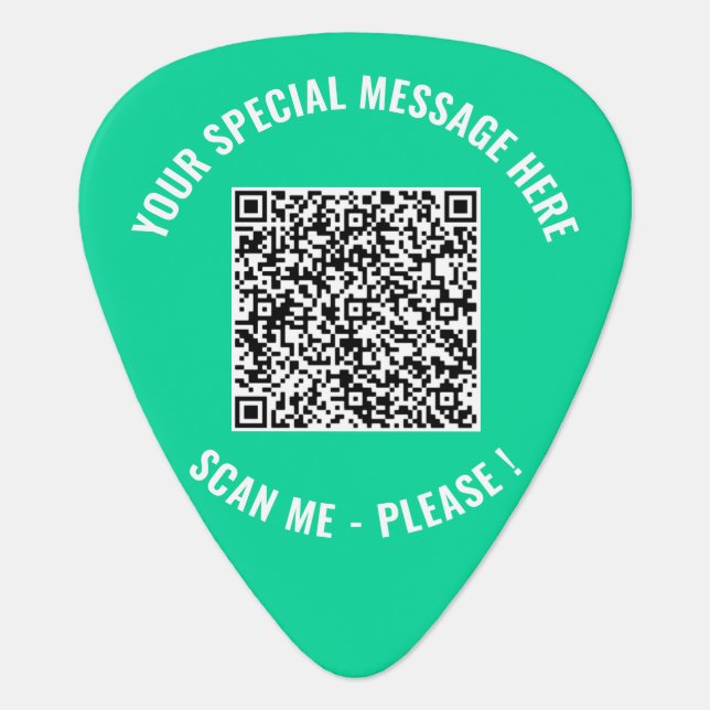 Custom QR Code and Text Guitar Pick Template (Front)