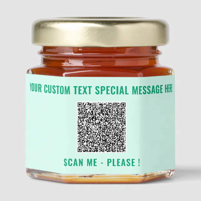 Jar Bar Code Custom QR Code and Text Honey Jar Favors Template | Zazzle