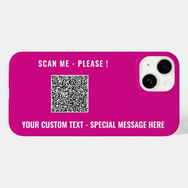 Custom QR Code and Text iPhone Case Choose Colors (Back (Horizontal))