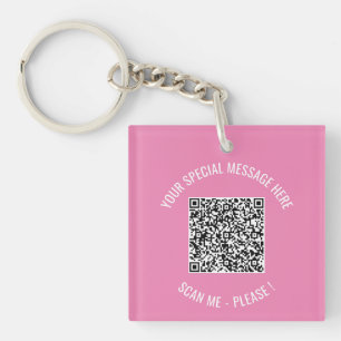 Custom QR Code and Text Keychain Your Colors