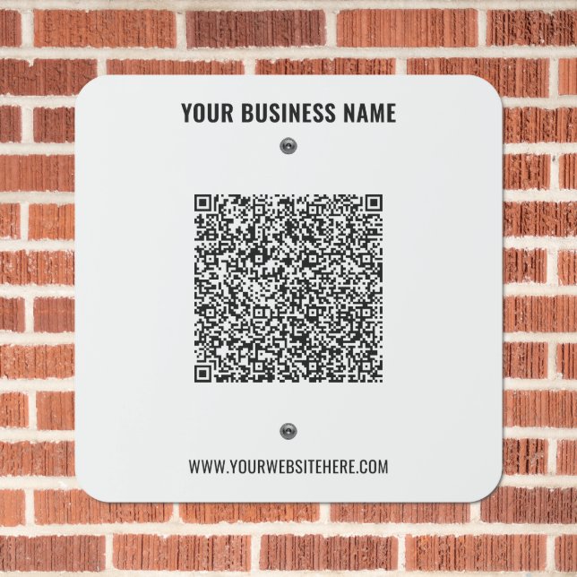 Custom QR Code and Text Name Business Metal Sign (In Situ(Brick))