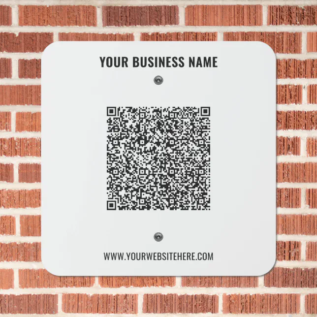 Custom QR Code and Text Name Business Metal Sign | Zazzle