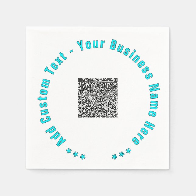 Custom QR Code and Text Napkins Choose Colors (Front)