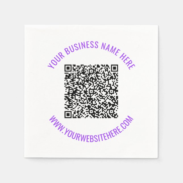 Custom QR Code and Text Napkins Personalized  (Front)