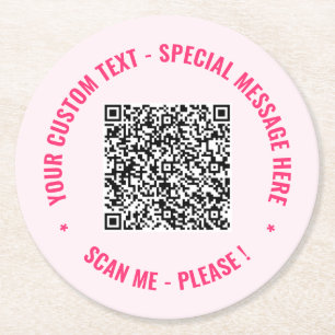 Custom QR Code and Text Paper Coaster Template
