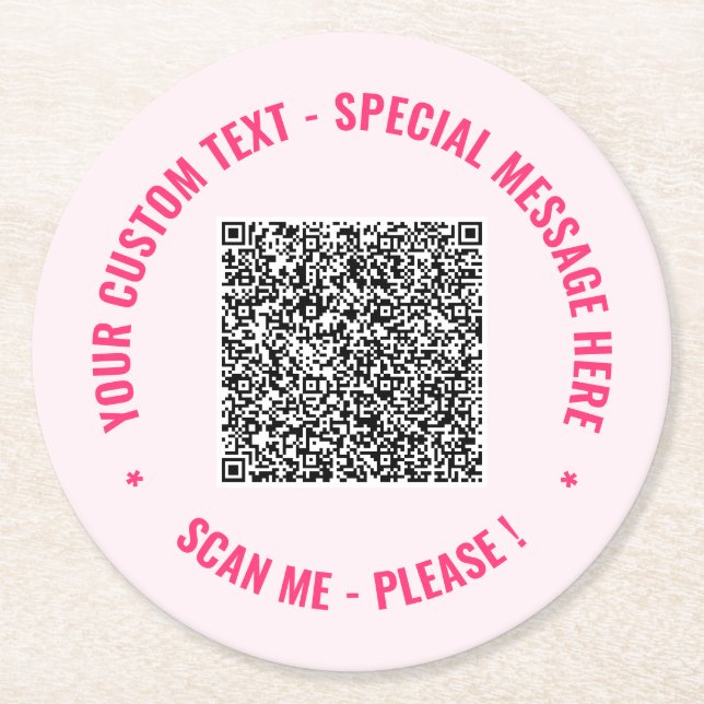 Custom QR Code and Text Paper Coaster Template (Front)