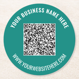 Custom QR Code and Text Paper Coaster Your Colors
