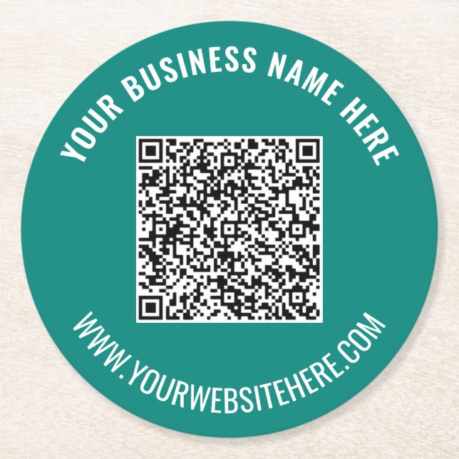 Custom QR Code and Text Paper Coaster Your Colors (Front)
