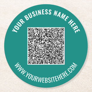 Custom QR Code and Text Paper Coasters Template