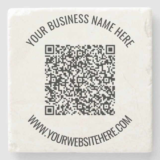 Custom QR Code and Text Personalized Stone Coaster (Front)