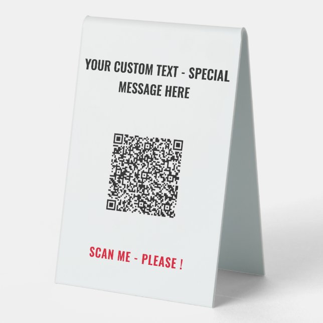 Custom QR Code and Text Personalized Table Sign (Back)