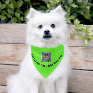 Custom QR Code and Text Pet Bandana Collar