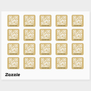 Custom QR Code and Text Promotion Gold Square Sticker
