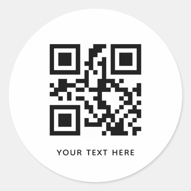 Custom QR Code and Text Promotion White Classic Round Sticker (Front)