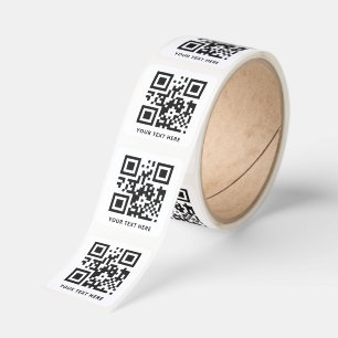 Custom QR Code and Text Promotion White Roll Square Sticker