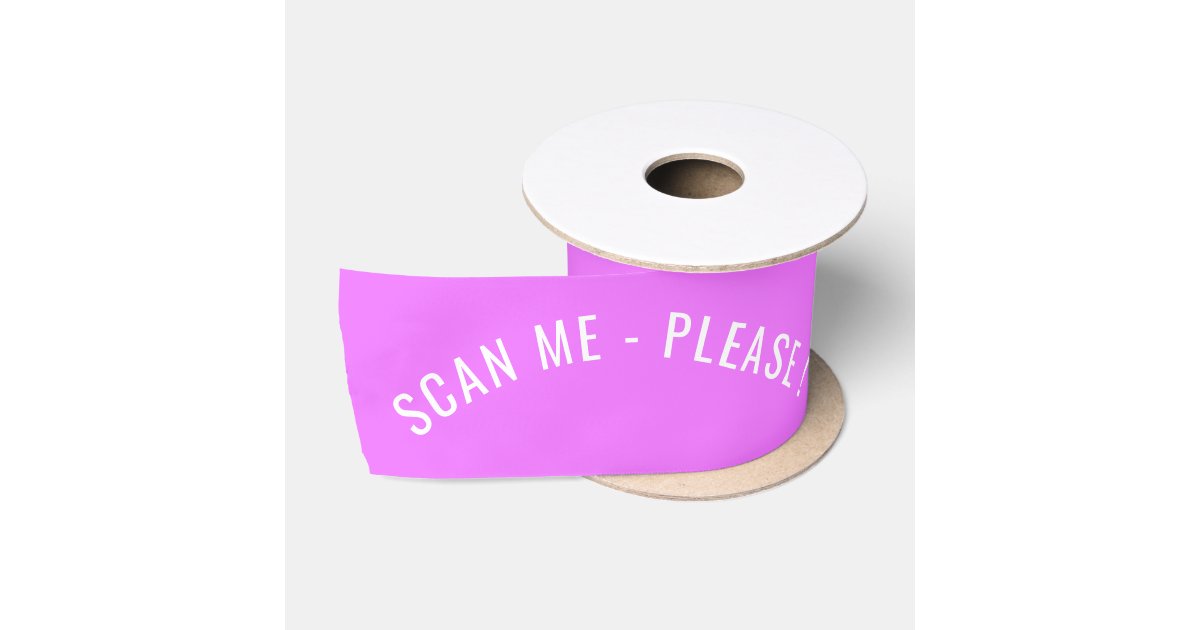 Qr Code Ribbon Custom QR Code and Text Purple Ribbon Your Colors | Zazzle