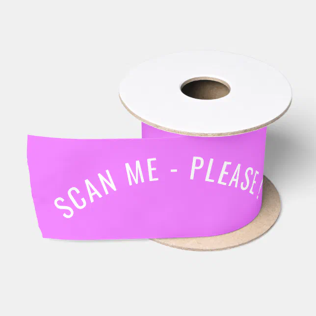 Custom QR Code and Text Purple Ribbon Your Colors | Zazzle