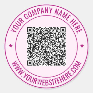 Custom QR Code and Text Round Business Stickers
