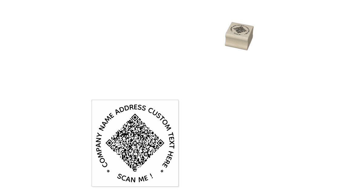 Rubber Qr Code Custom QR Code and Text Round Rubber Stamp Example | Zazzle