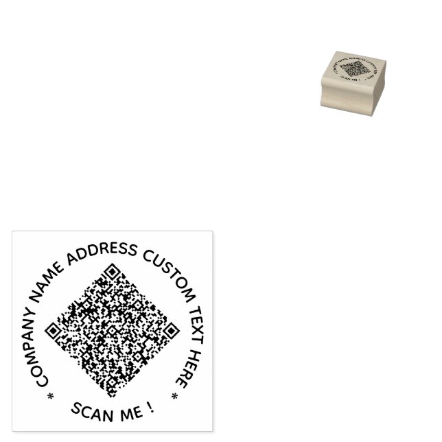 Custom QR Code and Text Round Rubber Stamp Example (Stamped)