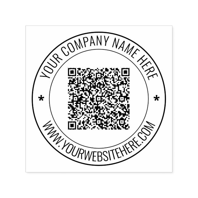 Custom QR Code and Text Round Self-inking Stamp (Design)