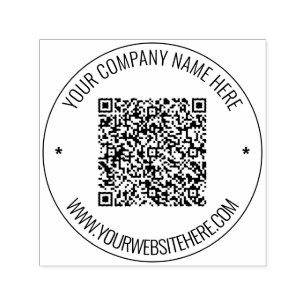 Custom QR Code and Text Round Self-inking Stamp
