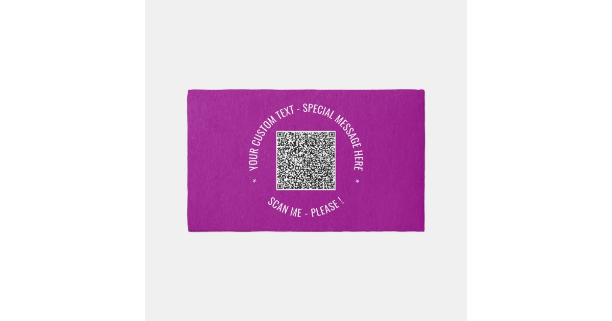 Qr Code Rug Custom QR Code and Text Rug Template Choose Color | Zazzle