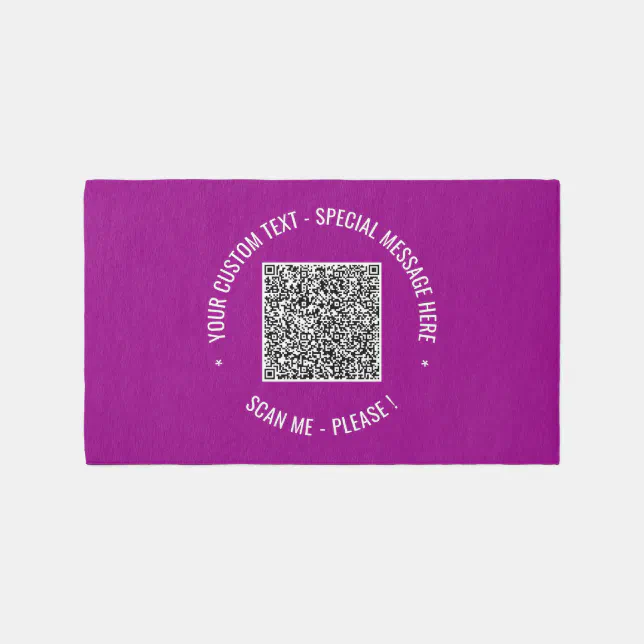 Qr Code Rug Custom QR Code and Text Rug Template Choose Color | Zazzle